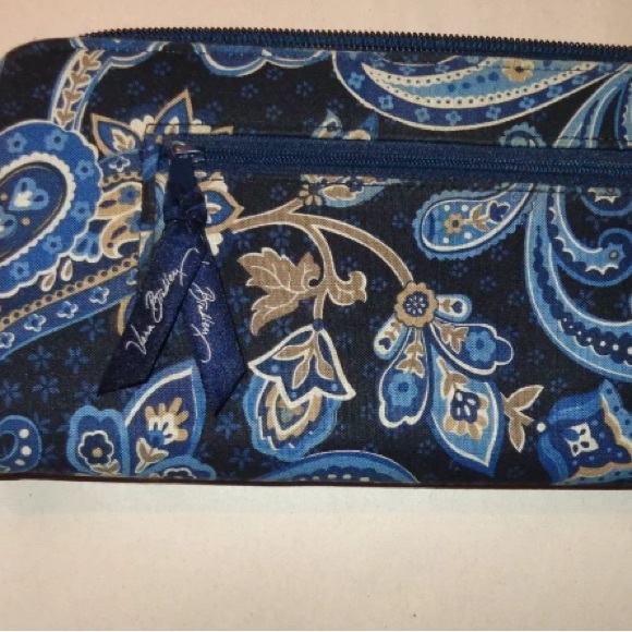Vera‎ Bradley Windsor Navy Blue Travel Organizer Passport Document Wallet Case - Picture 6 of 10